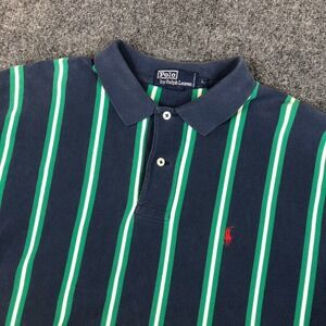Polo Ralph Lauren Vintage Striped Polo Shirt Classic Fit Red Pony Men Size Large